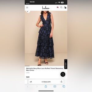 Lulu’s Navy and Black Lace Maxi Dress